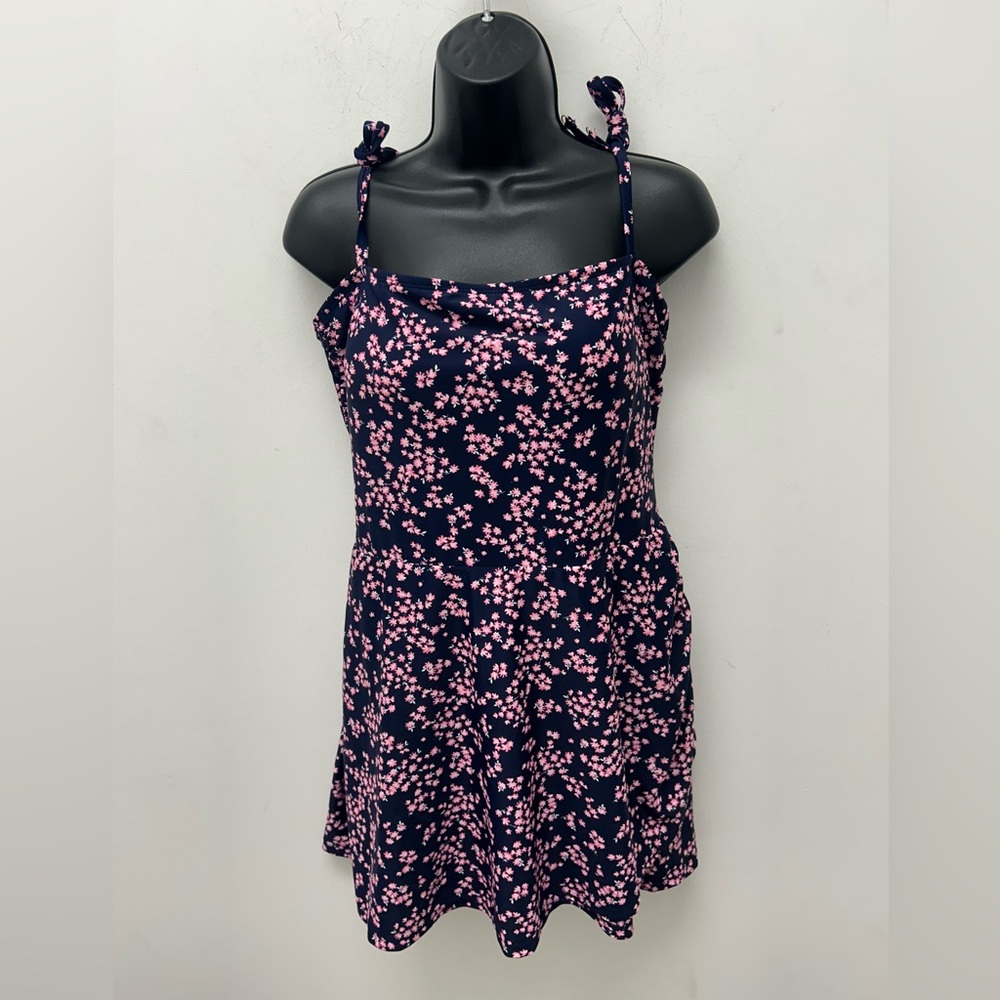 Draper James Navy and Pink Floral One Piece Swimsuit
